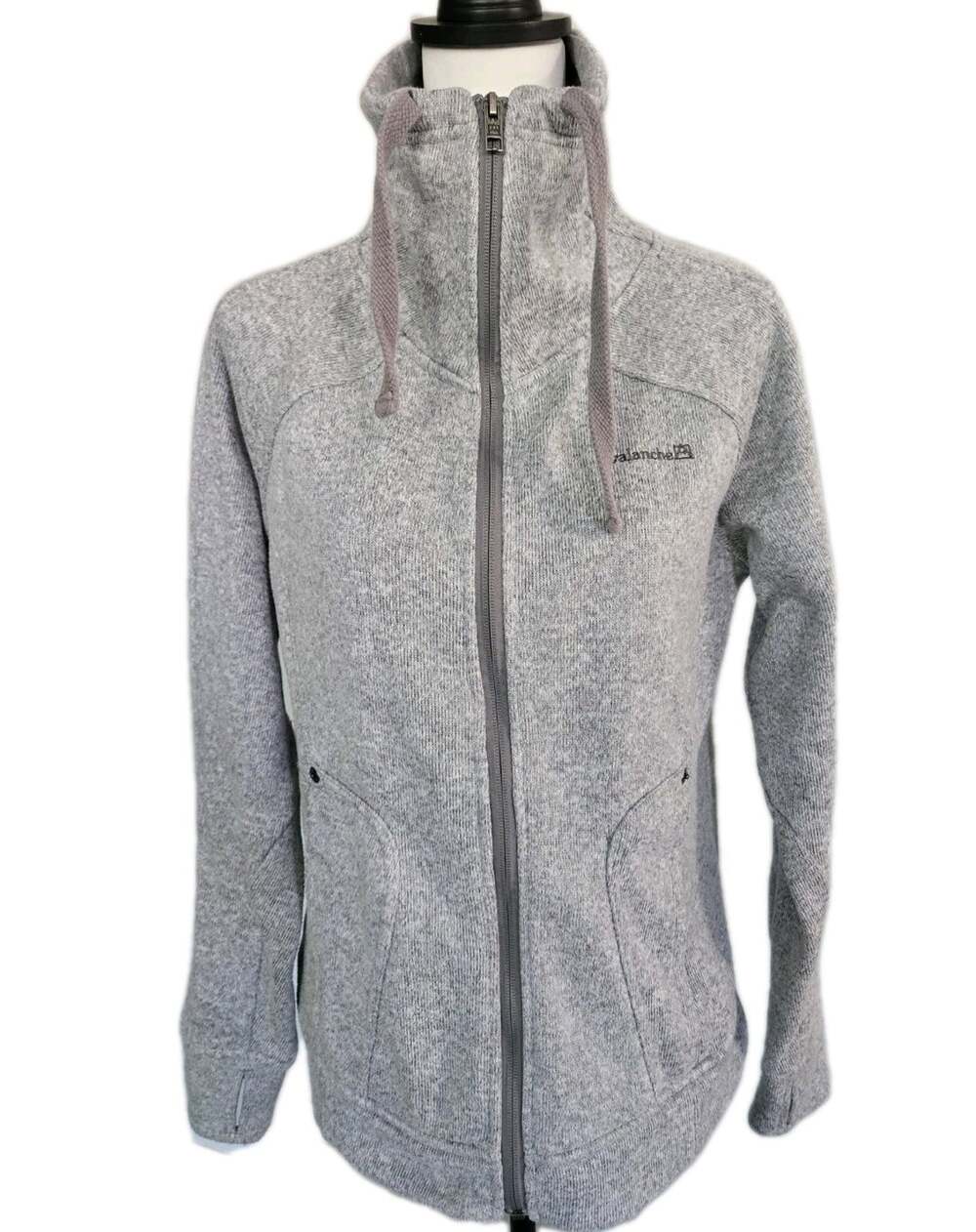 Avalanche Gorpcore Light Gray Full Zip Long Sleeve Outdoor Sweater Jacket Sz M